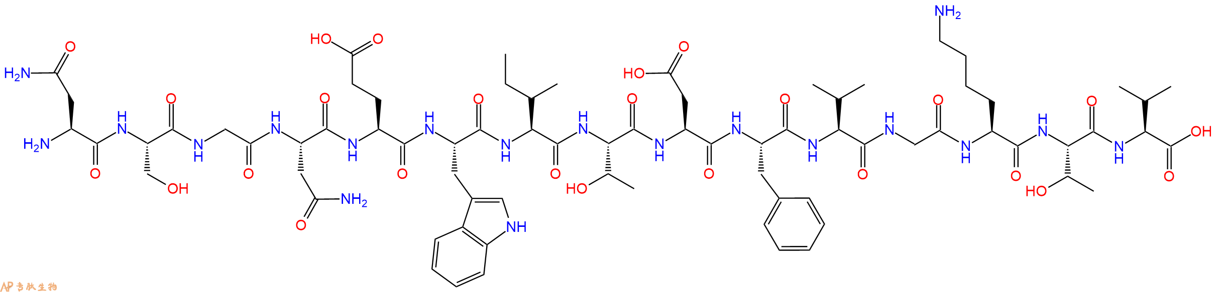 专肽生物产品H2N-Asn-Ser-Gly-Asn-Glu-Trp-Ile-Thr-Asp-Phe-Val-Gly-Lys-Thr-Val-OH