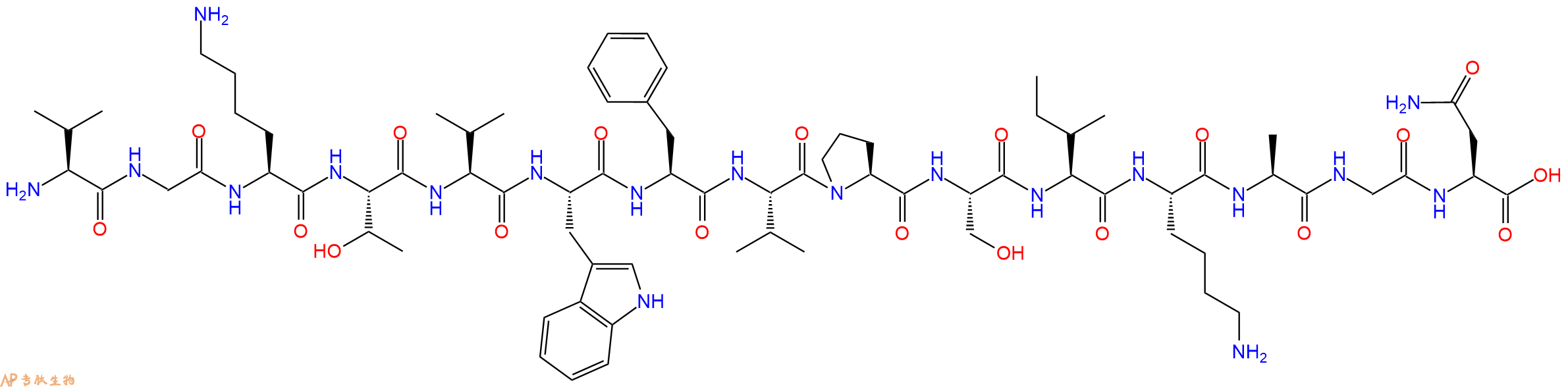 专肽生物产品H2N-Val-Gly-Lys-Thr-Val-Trp-Phe-Val-Pro-Ser-Ile-Lys-Ala-Gly-Asn-OH