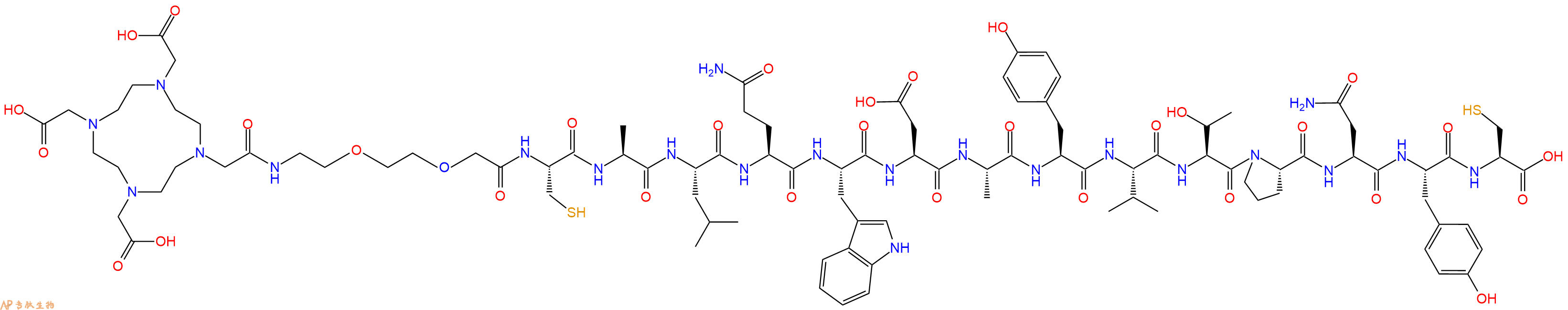 专肽生物产品DOTA-PEG2-Cys-Ala-Leu-Gln-Trp-Asp-Ala-Tyr-Val-Thr-Pro-Asn-Tyr-Cys