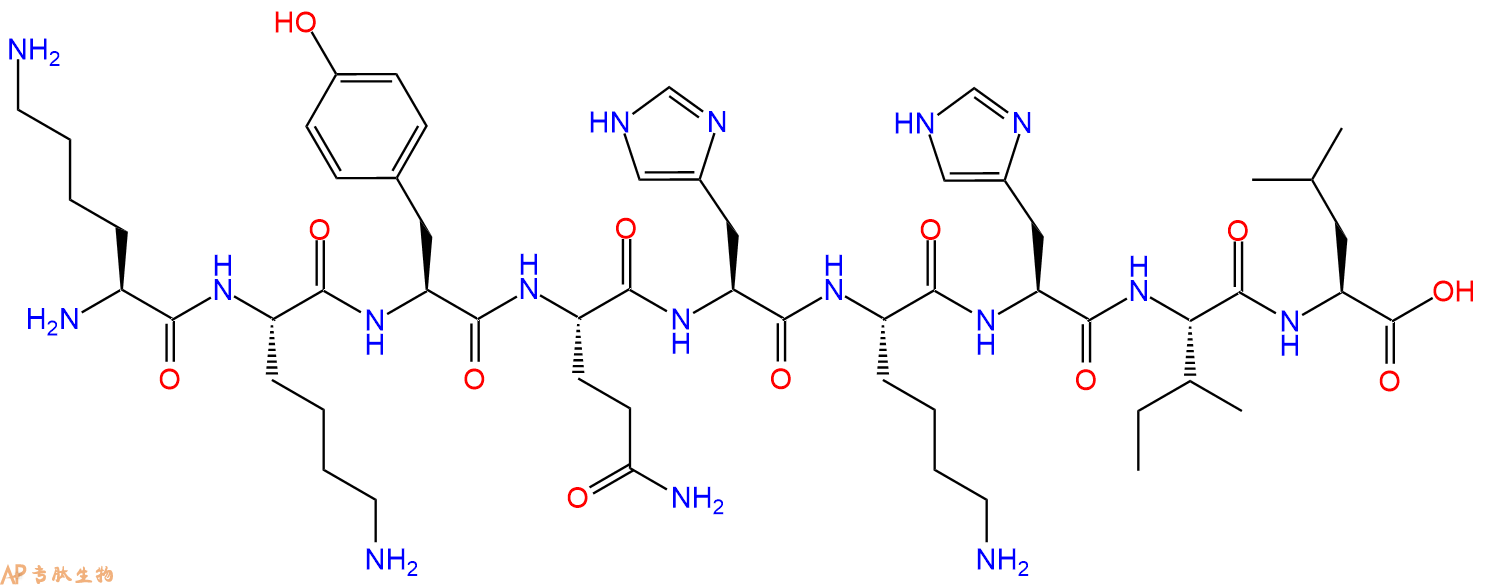 专肽生物产品H2N-Lys-Lys-Tyr-Gln-His-Lys-His-Ile-Leu-OH