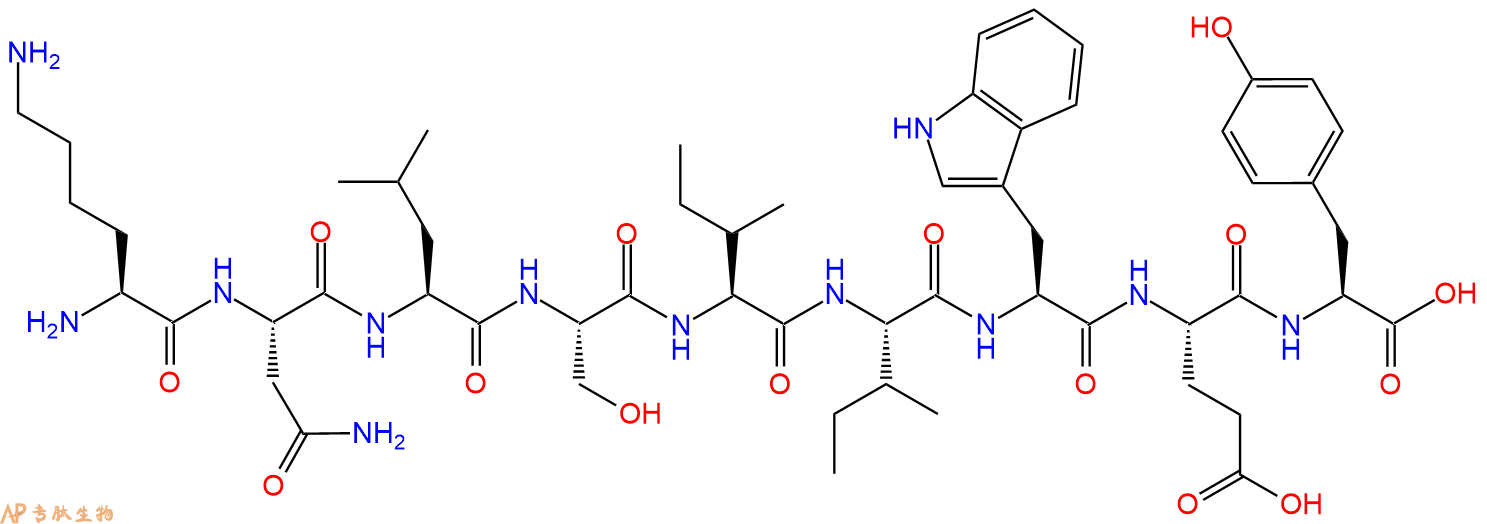 专肽生物产品H2N-Lys-Asn-Leu-Ser-Ile-Ile-Trp-Glu-Tyr-OH