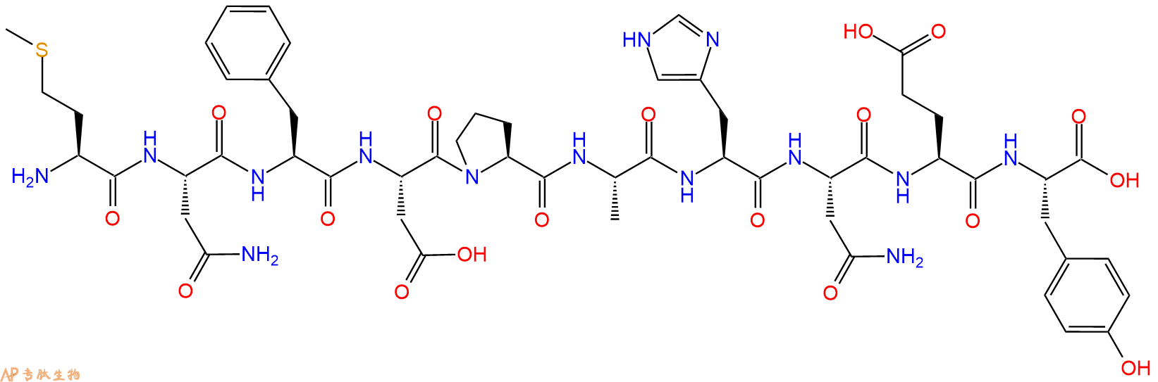 专肽生物产品H2N-Met-Asn-Phe-Asp-Pro-Ala-His-Asn-Glu-Tyr-OH