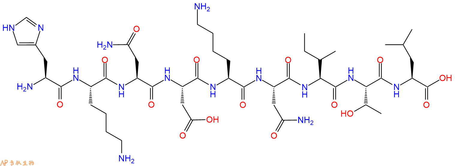 专肽生物产品H2N-His-Lys-Asn-Asp-Lys-Asn-Ile-Thr-Leu-OH