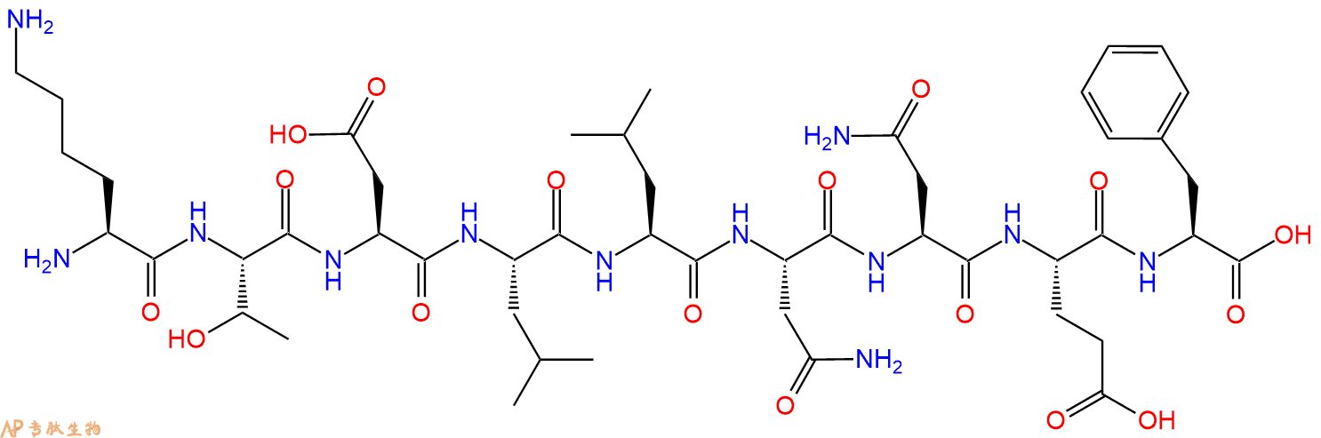 专肽生物产品H2N-Lys-Thr-Asp-Leu-Leu-Asn-Asn-Glu-Phe-OH