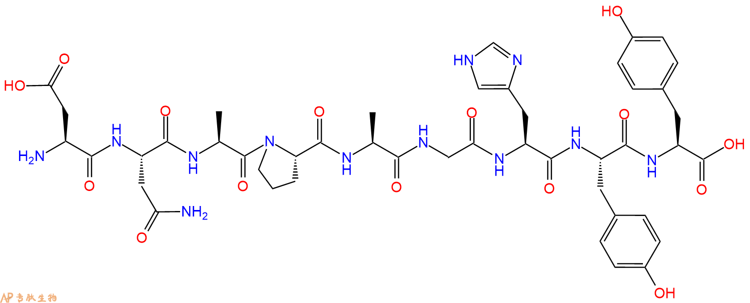 专肽生物产品H2N-Asp-Asn-Ala-Pro-Ala-Gly-His-Tyr-Tyr-OH