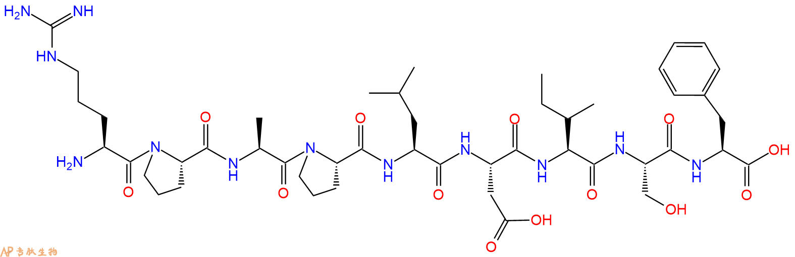专肽生物产品H2N-Arg-Pro-Ala-Pro-Leu-Asp-Ile-Ser-Phe-OH