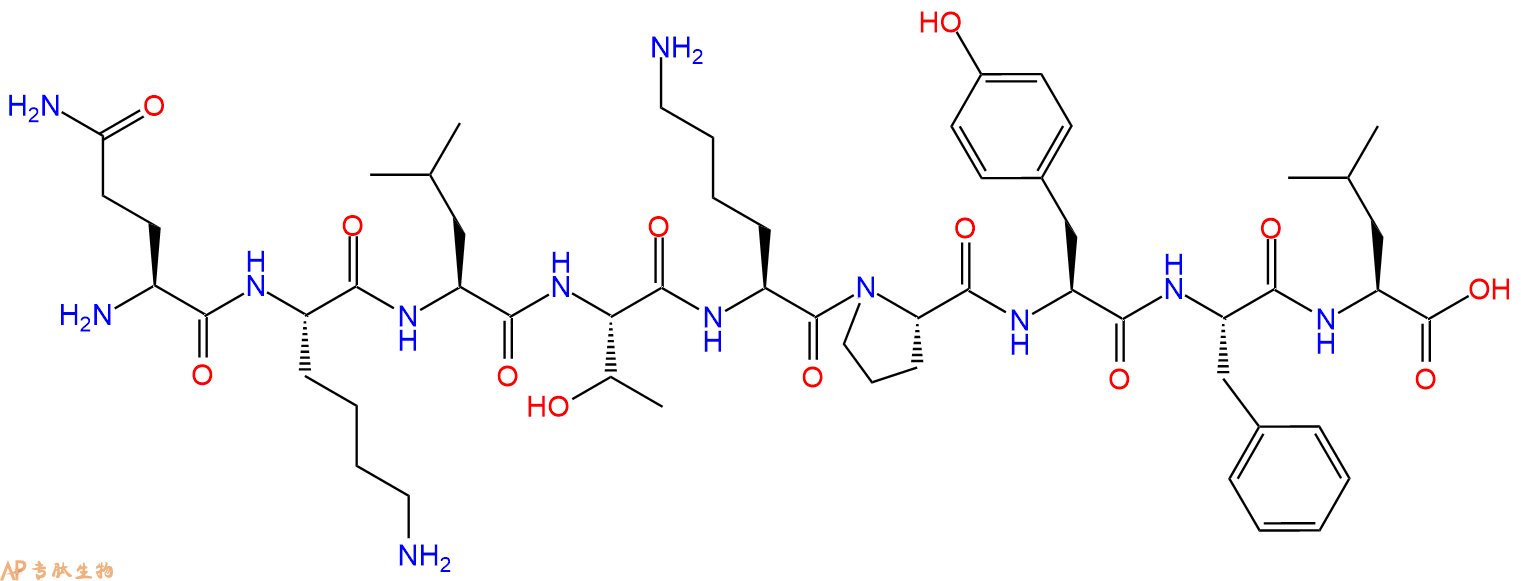 专肽生物产品H2N-Gln-Lys-Leu-Thr-Lys-Pro-Tyr-Phe-Leu-OH