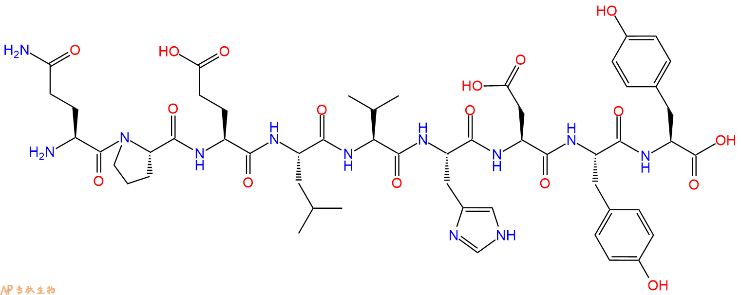 专肽生物产品H2N-Gln-Pro-Glu-Leu-Val-His-Asp-Tyr-Tyr-OH