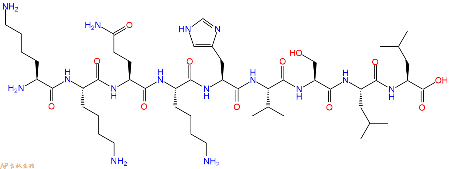 专肽生物产品H2N-Lys-Lys-Gln-Lys-His-Val-Ser-Leu-Leu-OH