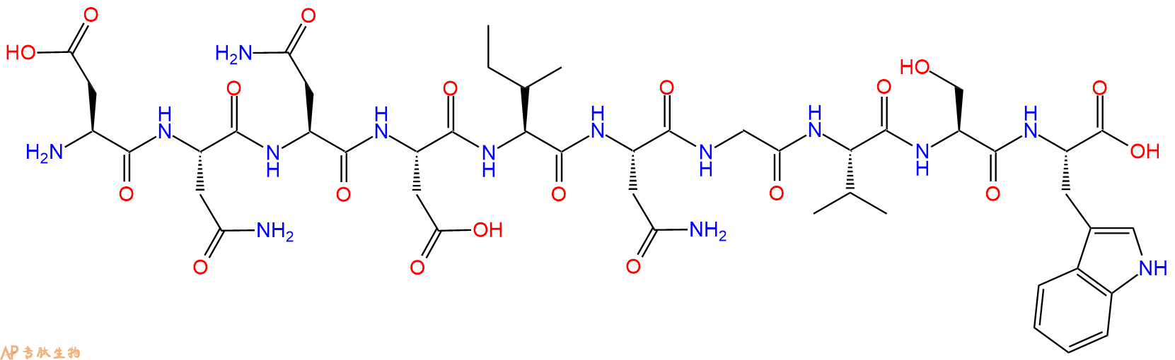 专肽生物产品H2N-Asp-Asn-Asn-Asp-Ile-Asn-Gly-Val-Ser-Trp-OH