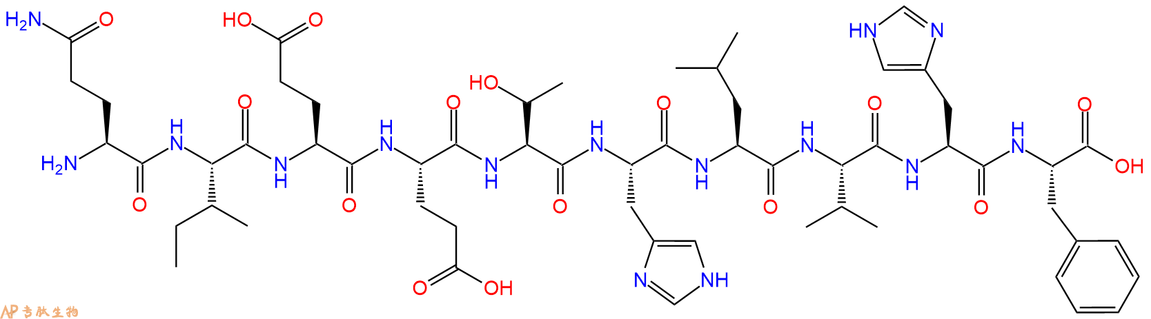 专肽生物产品H2N-Gln-Ile-Glu-Glu-Thr-His-Leu-Val-His-Phe-OH
