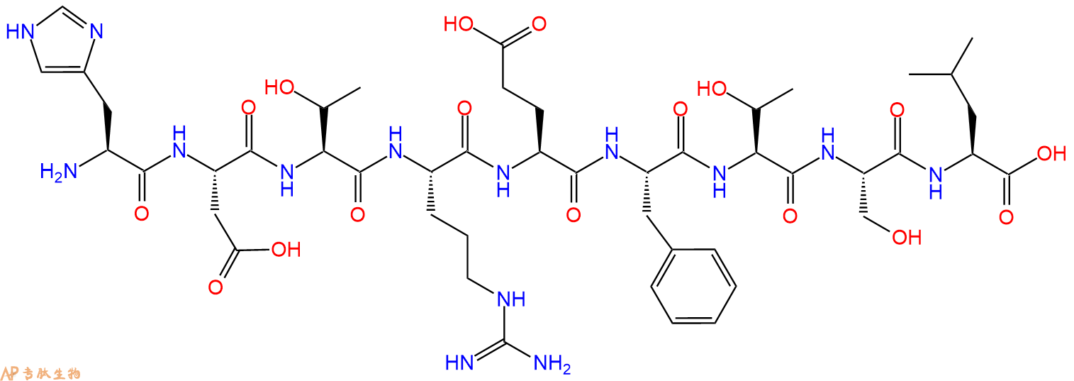 专肽生物产品H2N-His-Asp-Thr-Arg-Glu-Phe-Thr-Ser-Leu-OH
