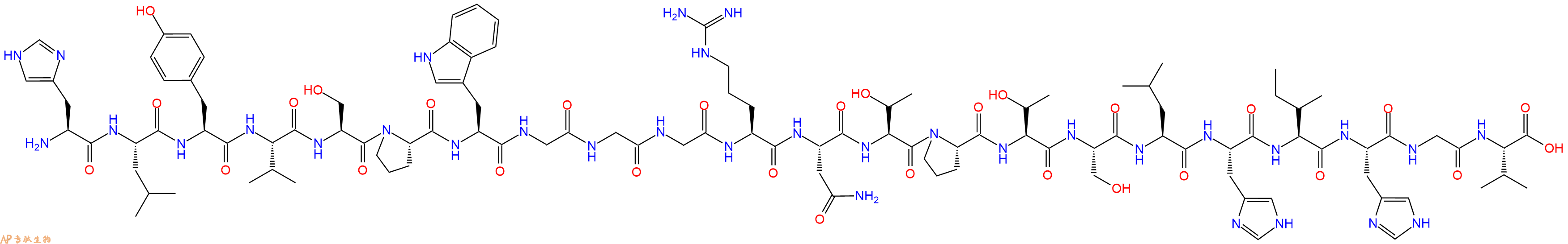 专肽生物产品H2N-His-Leu-Tyr-Val-Ser-Pro-Trp-Gly-Gly-Gly-Arg-Asn-Thr-Pro-Thr-Ser-Leu-His-Ile-His-Gly-Val-OH