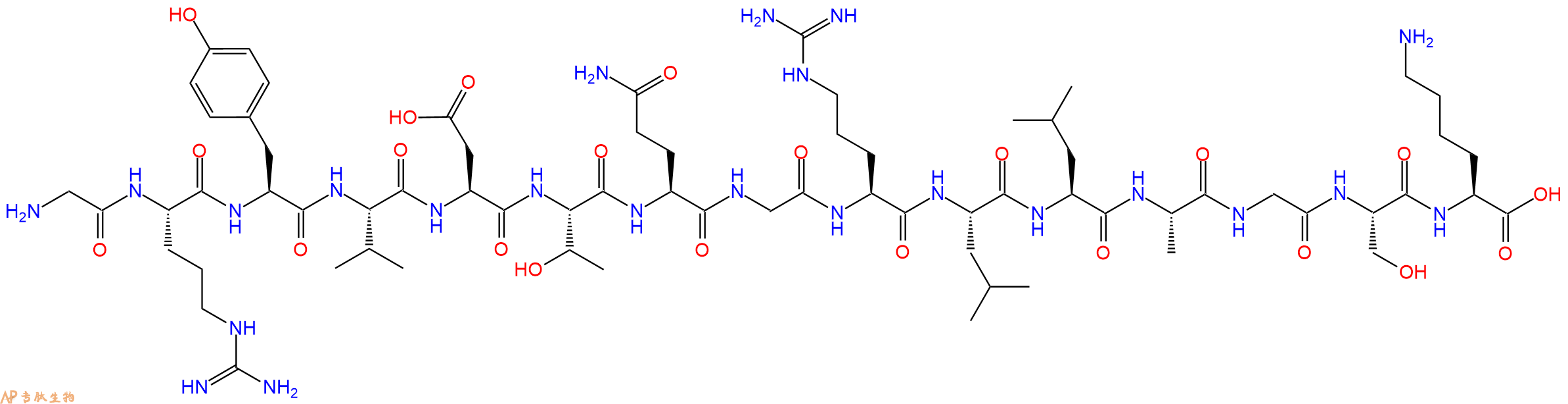 专肽生物产品H2N-Gly-Arg-Tyr-Val-Asp-Thr-Gln-Gly-Arg-Leu-Leu-Ala-Gly-Ser-Lys-OH
