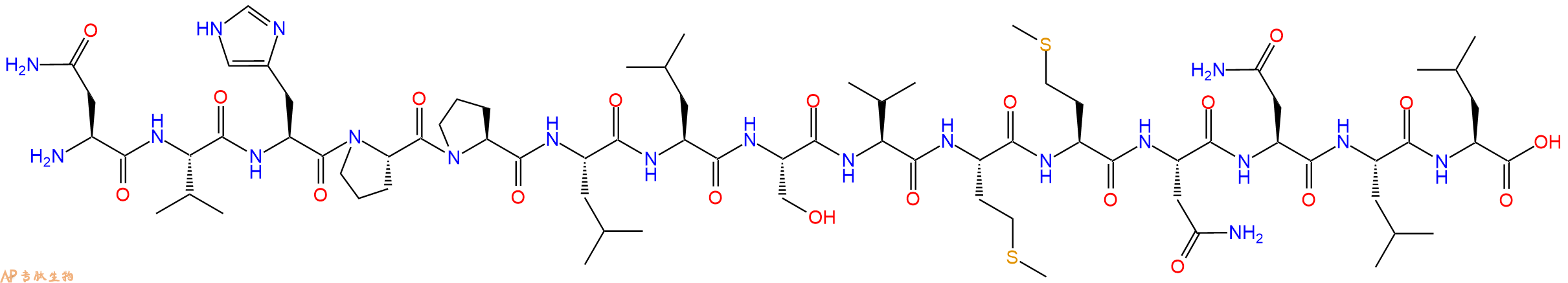 专肽生物产品H2N-Asn-Val-His-Pro-Pro-Leu-Leu-Ser-Val-Met-Met-Asn-Asn-Leu-Leu-OH