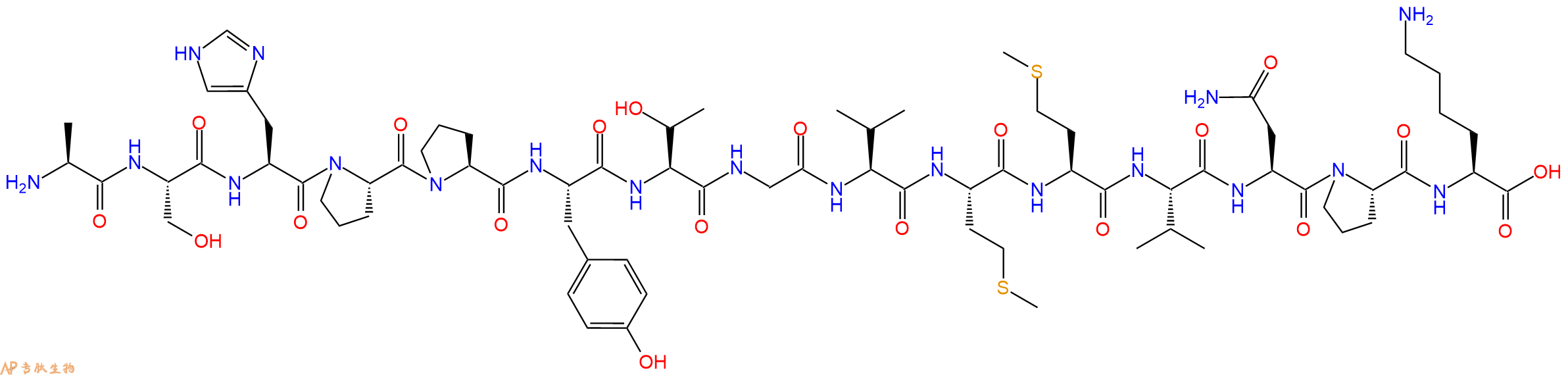 专肽生物产品H2N-Ala-Ser-His-Pro-Pro-Tyr-Thr-Gly-Val-Met-Met-Val-Asn-Pro-Lys-OH