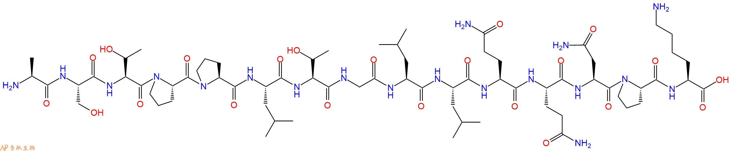 专肽生物产品H2N-Ala-Ser-Thr-Pro-Pro-Leu-Thr-Gly-Leu-Leu-Gln-Gln-Asn-Pro-Lys-OH