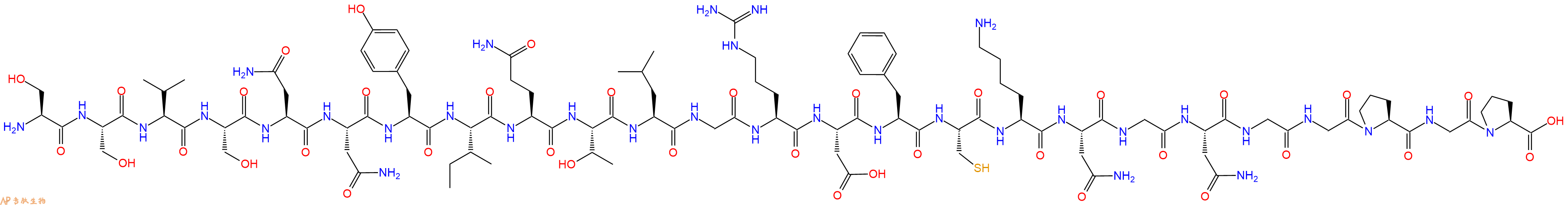 专肽生物产品H2N-Ser-Ser-Val-Ser-Asn-Asn-Tyr-Ile-Gln-Thr-Leu-Gly-Arg-Asp-Phe-Cys-Lys-Asn-Gly-Asn-Gly-Gly-Pro-Gly-Pro-OH