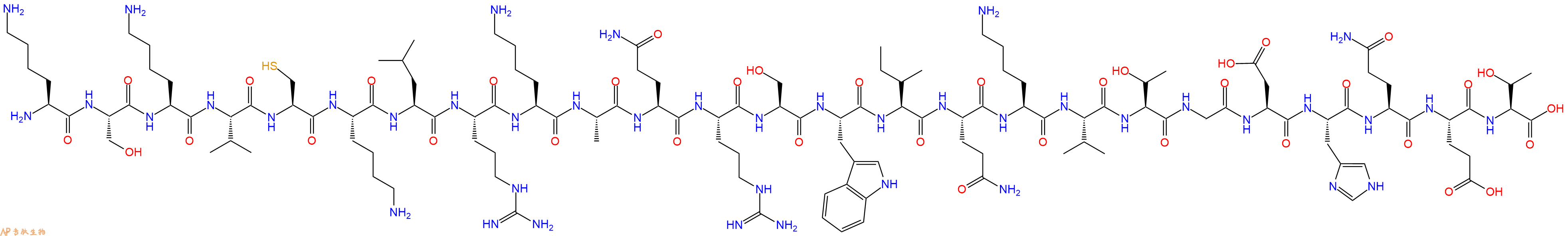 专肽生物产品H2N-Lys-Ser-Lys-Val-Cys-Lys-Leu-Arg-Lys-Ala-Gln-Arg-Ser-Trp-Ile-Gln-Lys-Val-Thr-Gly-Asp-His-Gln-Glu-Thr-OH