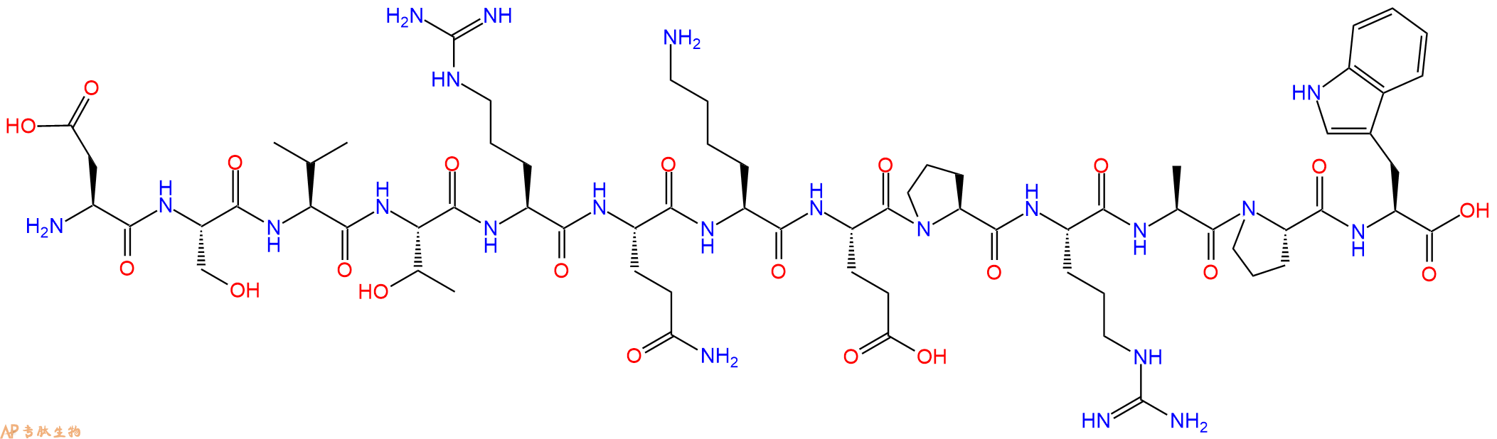 专肽生物产品H2N-Asp-Ser-Val-Thr-Arg-Gln-Lys-Glu-Pro-Arg-Ala-Pro-Trp-OH