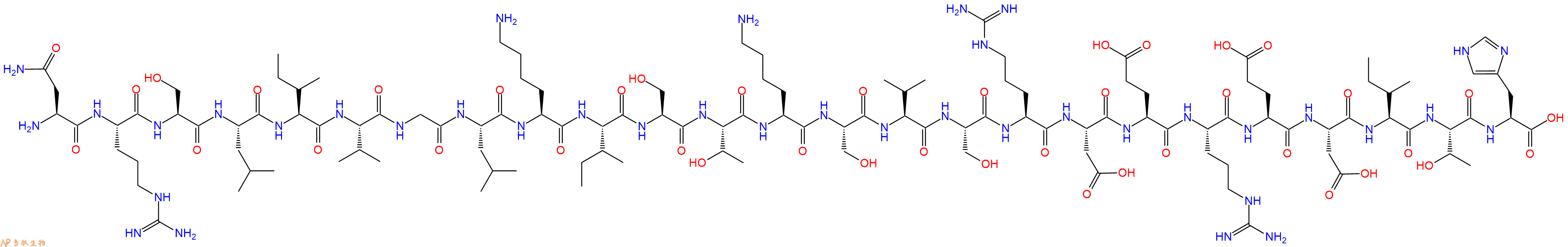 专肽生物产品H2N-Asn-Arg-Ser-Leu-Ile-Val-Gly-Leu-Lys-Ile-Ser-Thr-Lys-Ser-Val-Ser-Arg-Asp-Glu-Arg-Glu-Asp-Ile-Thr-His-OH