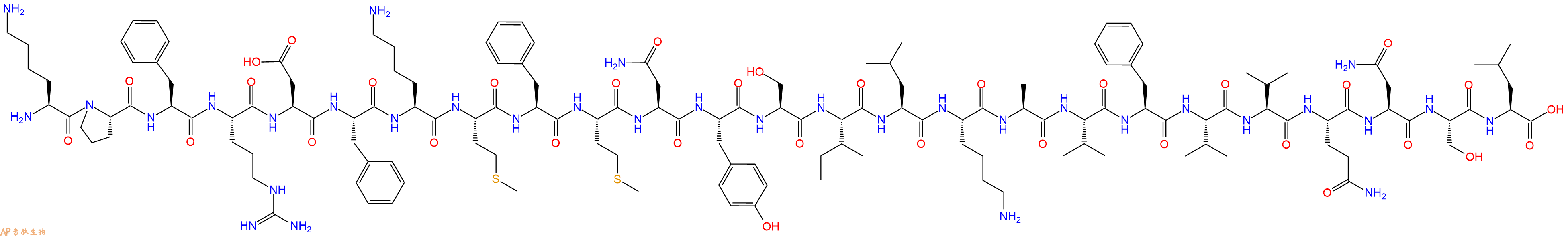 专肽生物产品H2N-Lys-Pro-Phe-Arg-Asp-Phe-Lys-Met-Phe-Met-Asn-Tyr-Ser-Ile-Leu-Lys-Ala-Val-Phe-Val-Val-Gln-Asn-Ser-Leu-OH