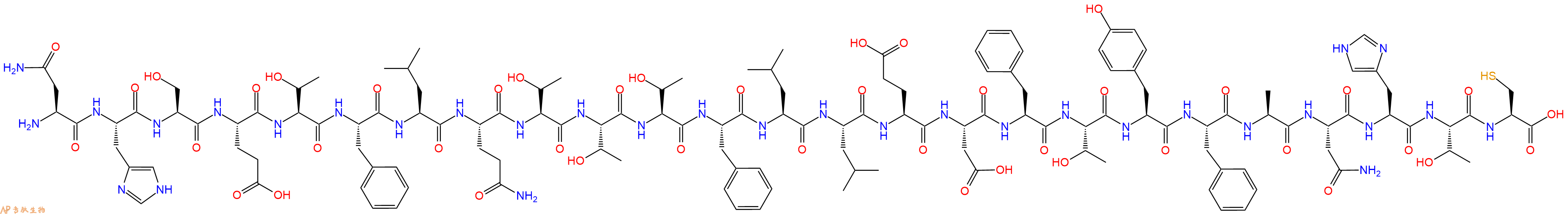 专肽生物产品H2N-Asn-His-Ser-Glu-Thr-Phe-Leu-Gln-Thr-Thr-Thr-Phe-Leu-Leu-Glu-Asp-Phe-Thr-Tyr-Phe-Ala-Asn-His-Thr-Cys-OH