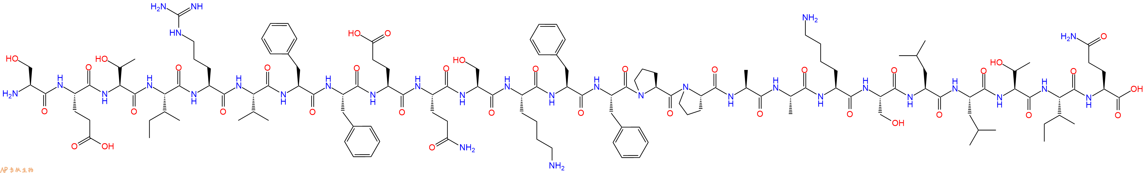 专肽生物产品H2N-Ser-Glu-Thr-Ile-Arg-Val-Phe-Phe-Glu-Gln-Ser-Lys-Phe-Phe-Pro-Pro-Ala-Ala-Lys-Ser-Leu-Leu-Thr-Ile-Gln-OH