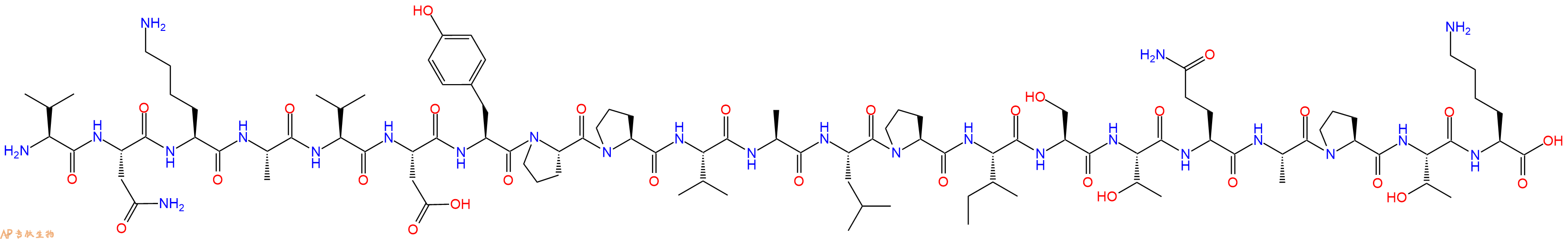 专肽生物产品H2N-Val-Asn-Lys-Ala-Val-Asp-Tyr-Pro-Pro-Val-Ala-Leu-Pro-Ile-Ser-Thr-Gln-Ala-Pro-Thr-Lys-OH