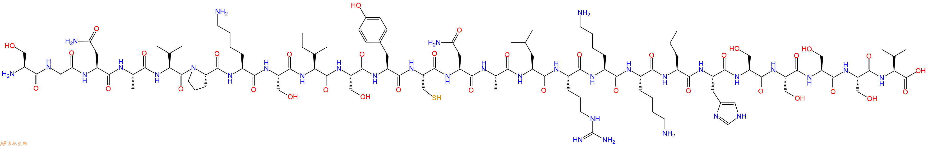 专肽生物产品H2N-Ser-Gly-Asn-Ala-Val-Pro-Lys-Ser-Ile-Ser-Tyr-Cys-Asn-Ala-Leu-Arg-Lys-Lys-Leu-His-Ser-Ser-Ser-Ser-Val-OH