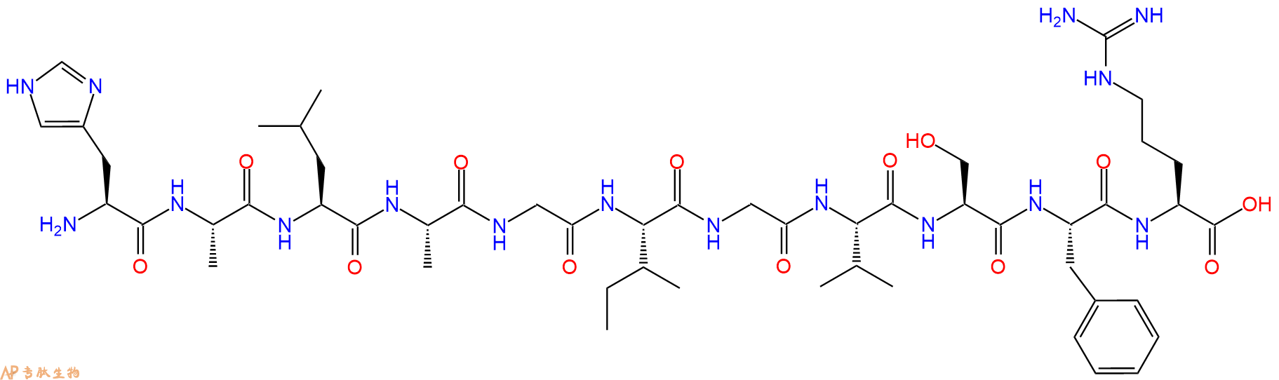 专肽生物产品H2N-His-Ala-Leu-Ala-Gly-Ile-Gly-Val-Ser-Phe-Arg-OH