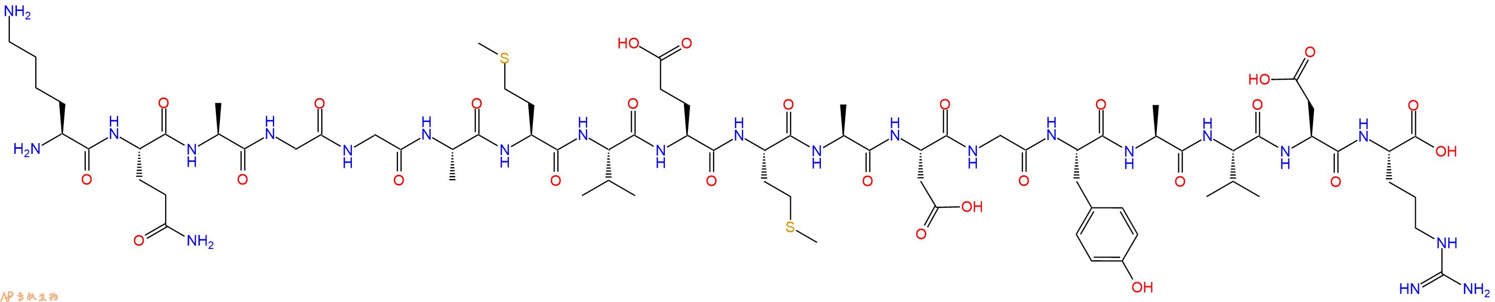 专肽生物产品H2N-Lys-Gln-Ala-Gly-Gly-Ala-Met-Val-Glu-Met-Ala-Asp-Gly-Tyr-Ala-Val-Asp-Arg-OH