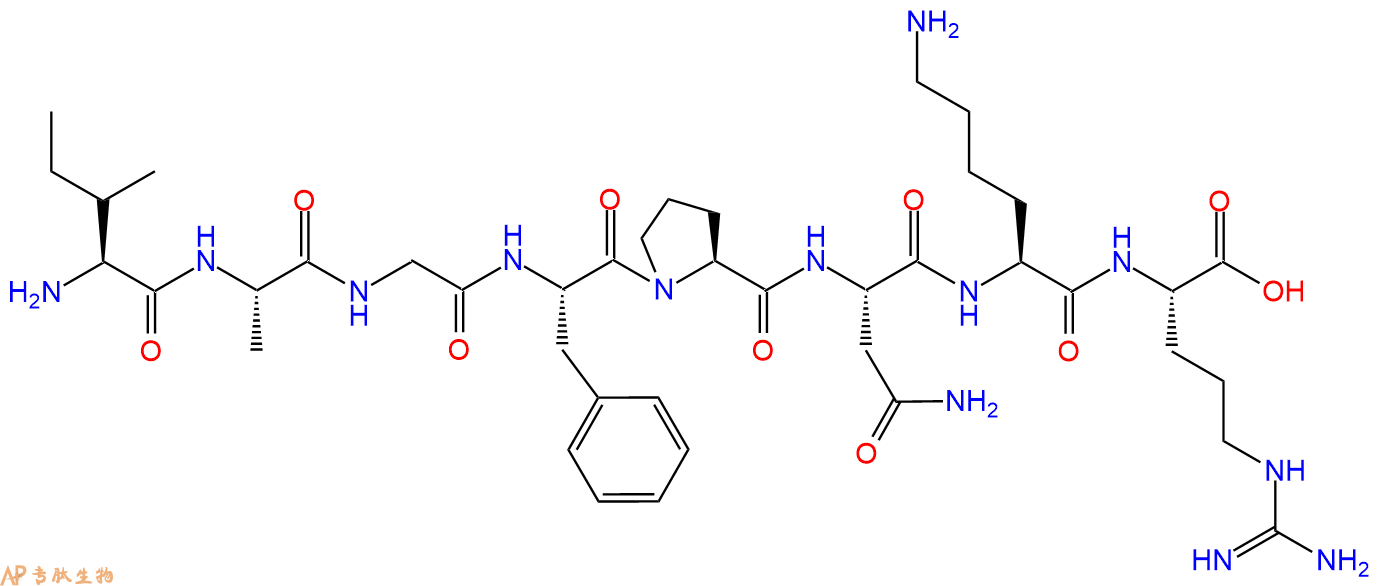 专肽生物产品H2N-Ile-Ala-Gly-Phe-Pro-Asn-Lys-Arg-OH