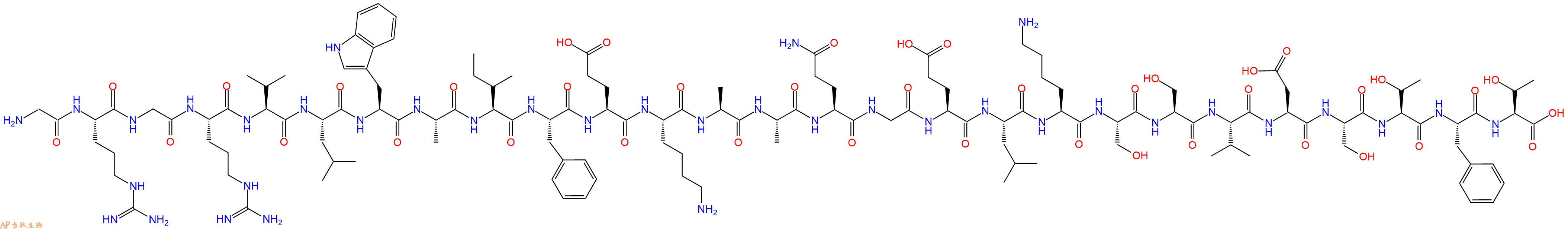 专肽生物产品H2N-Gly-Arg-Gly-Arg-Val-Leu-Trp-Ala-Ile-Phe-Glu-Lys-Ala-Ala-Gln-Gly-Glu-Leu-Lys-Ser-Ser-Val-Asp-Ser-Thr-Phe-Thr-OH