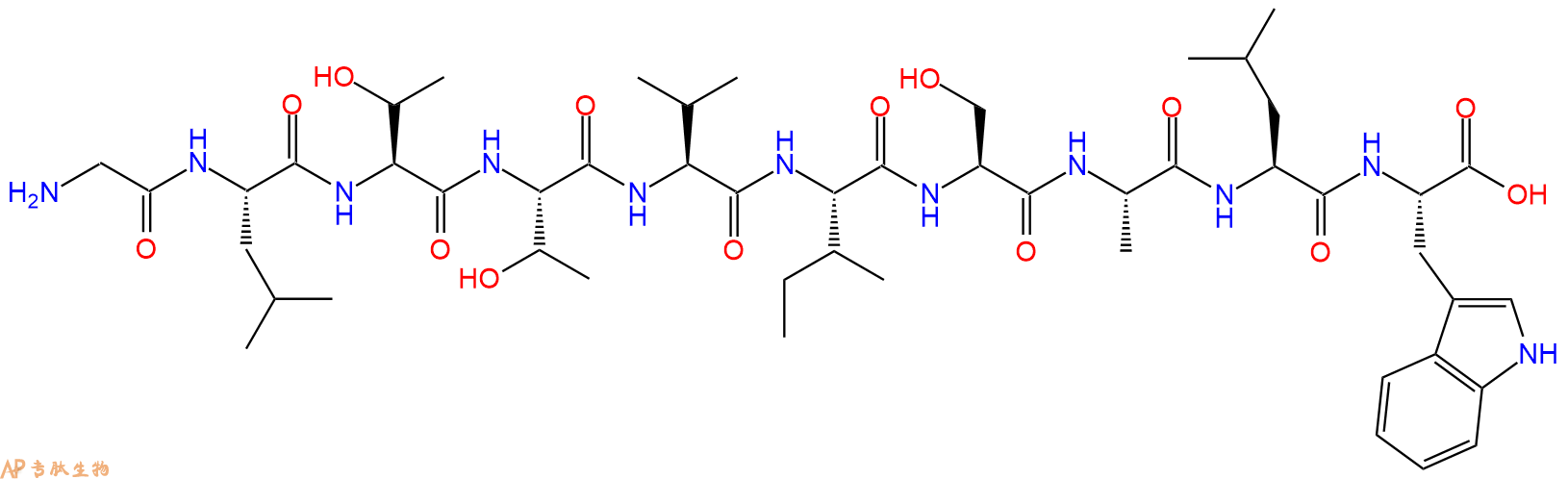 专肽生物产品H2N-Gly-Leu-Thr-Thr-Val-Ile-Ser-Ala-Leu-Trp-OH