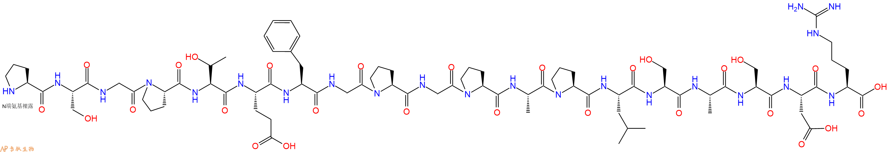专肽生物产品H2N-Pro-Ser-Gly-Pro-Thr-Glu-Phe-Gly-Pro-Gly-Pro-Ala-Pro-Leu-Ser-Ala-Ser-Asp-Arg-OH