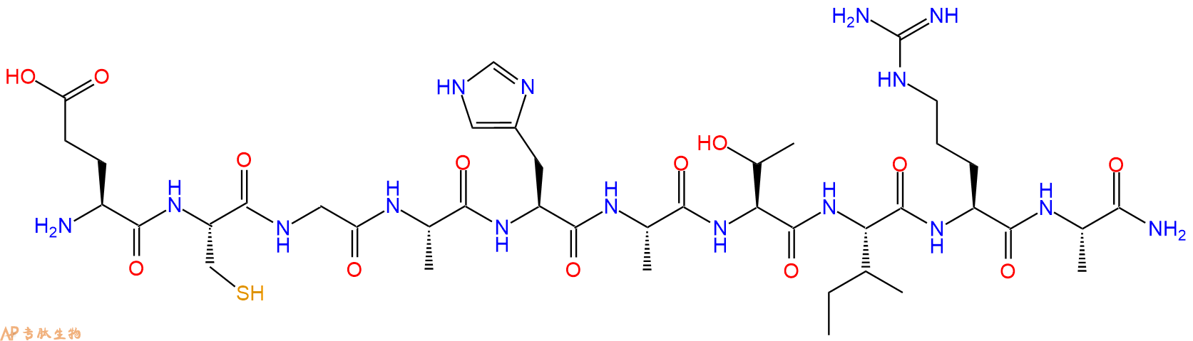 专肽生物产品H2N-Glu-Cys-Gly-Ala-His-Ala-Thr-Ile-Arg-Ala-CONH2