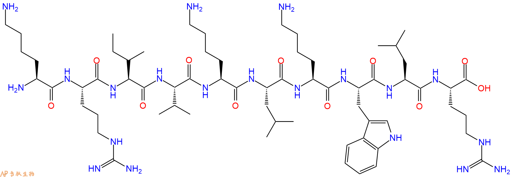 专肽生物产品H2N-Lys-Arg-Ile-Val-Lys-Leu-Lys-Trp-Leu-Arg-OH