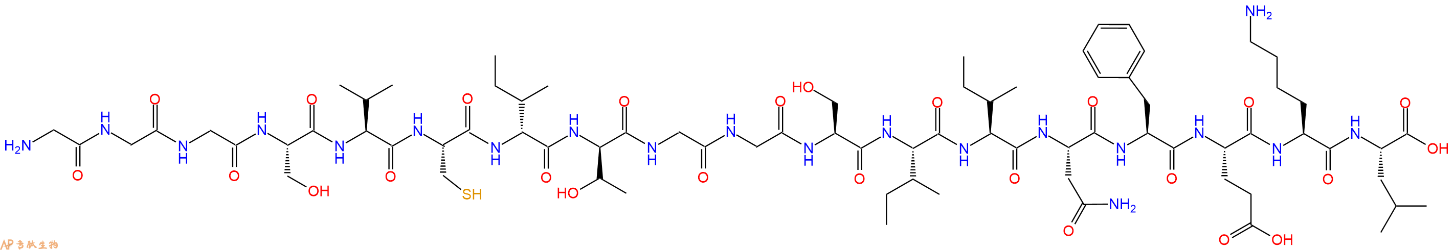 专肽生物产品H2N-Gly-Gly-Gly-Ser-Val-Cys-DIle-DThr-Gly-Gly-Ser-Ile-Ile-Asn-Phe-Glu-Lys-Leu-OH