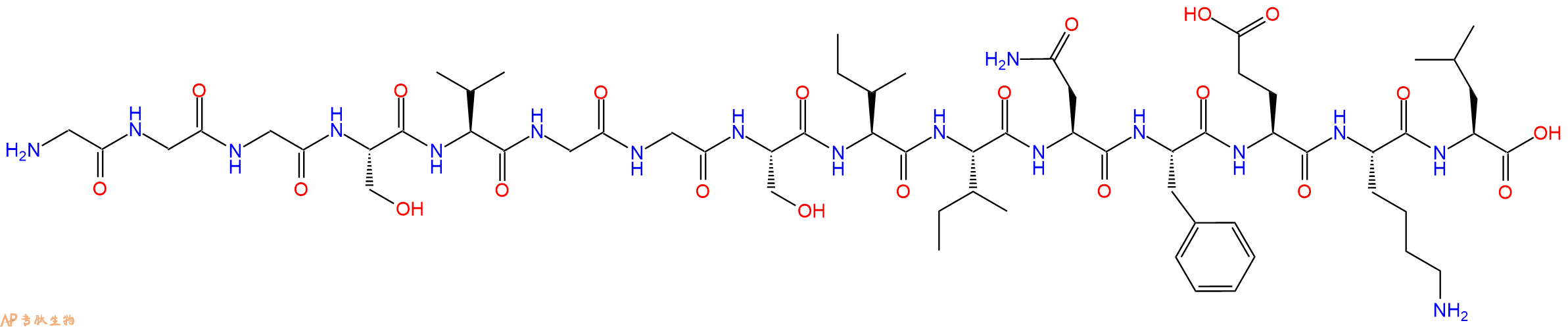专肽生物产品H2N-Gly-Gly-Gly-Ser-Val-Gly-Gly-Ser-Ile-Ile-Asn-Phe-Glu-Lys-Leu-OH