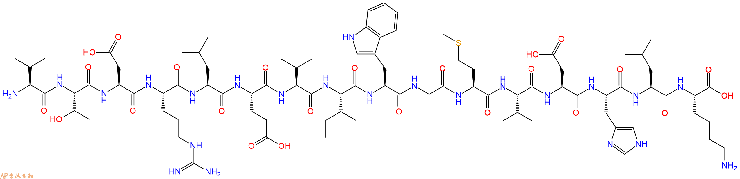 专肽生物产品H2N-Ile-Thr-Asp-Arg-Leu-Glu-Val-Ile-Trp-Gly-Met-Val-Asp-His-Leu-Lys-OH
