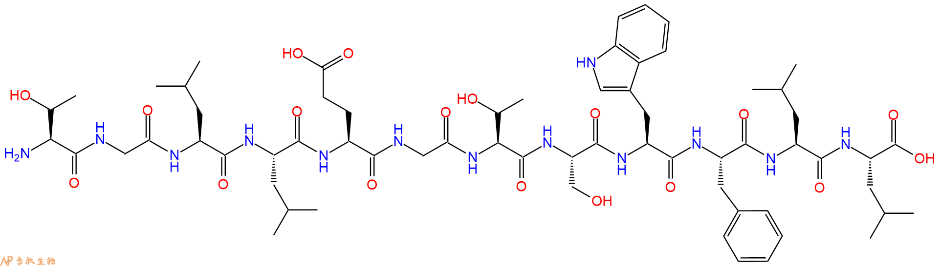 专肽生物产品H2N-Thr-Gly-Leu-Leu-Glu-Gly-Thr-Ser-Trp-Phe-Leu-Leu-OH