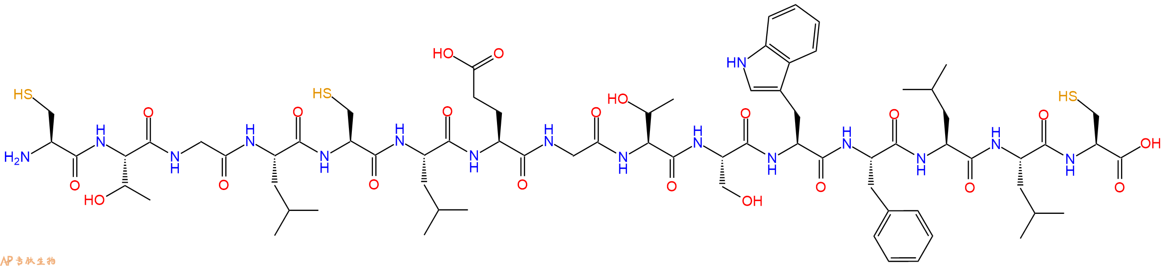 专肽生物产品H2N-Cys-Thr-Gly-Leu-Cys-Leu-Glu-Gly-Thr-Ser-Trp-Phe-Leu-Leu-Cys-OH