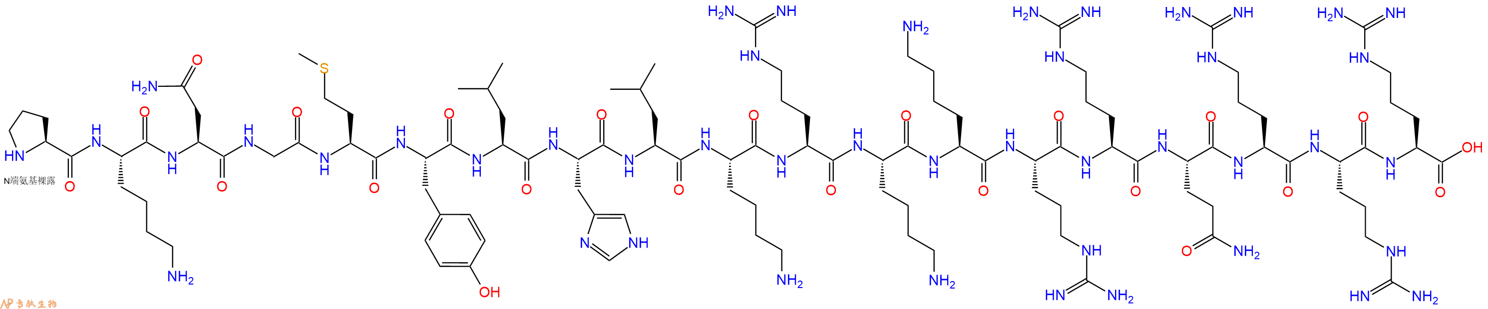 专肽生物产品H2N-Pro-Lys-Asn-Gly-Met-Tyr-Leu-His-Leu-Lys-Arg-Lys-Lys-Arg-Arg-Gln-Arg-Arg-Arg-OH