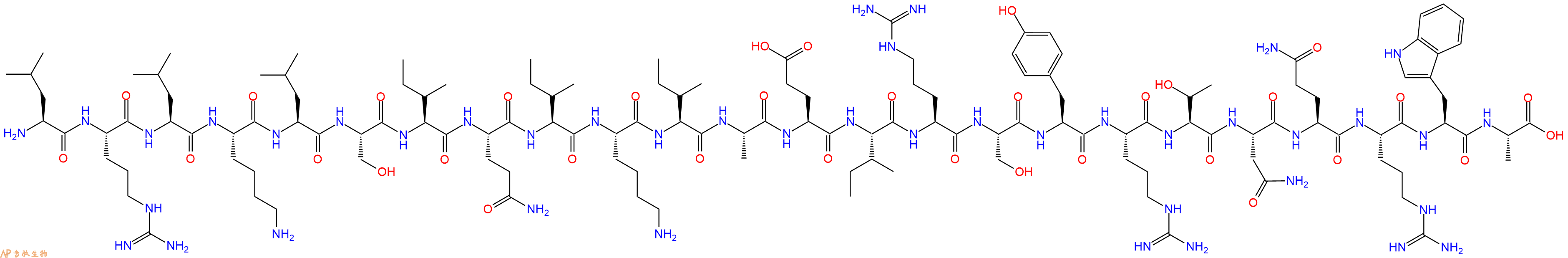 专肽生物产品H2N-Leu-Arg-Leu-Lys-Leu-Ser-Ile-Gln-Ile-Lys-Ile-Ala-Glu-Ile-Arg-Ser-Tyr-Arg-Thr-Asn-Gln-Arg-Trp-Ala-OH