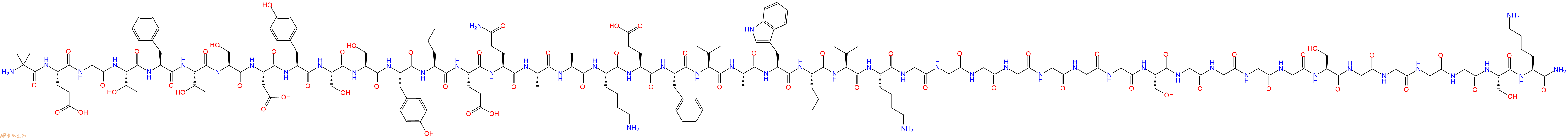 专肽生物产品H2N-Aib-Glu-Gly-Thr-Phe-Thr-Ser-Asp-Tyr-Ser-Ser-Tyr-Leu-Glu-Gln-Ala-Ala-Lys-Glu-Phe-Ile-Ala-Trp-Leu-Val-Lys-Gly-Gly-Gly-Gly-Gly-Gly-Gly-Ser-Gly-Gly-Gly-Gly-Ser-Gly-Gly-Gly-Gly-Ser-Lys-CONH2