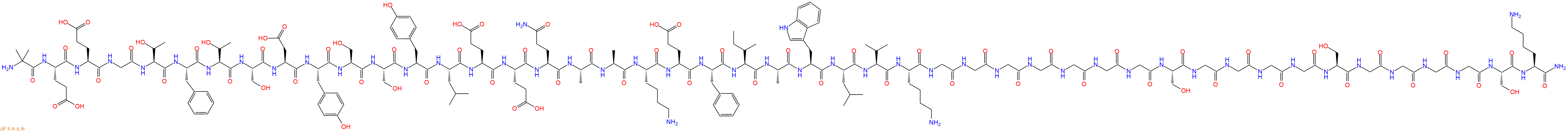 专肽生物产品H2N-Aib-Glu-Glu-Gly-Thr-Phe-Thr-Ser-Asp-Tyr-Ser-Ser-Tyr-Leu-Glu-Glu-Gln-Ala-Ala-Lys-Glu-Phe-Ile-Ala-Trp-Leu-Val-Lys-Gly-Gly-Gly-Gly-Gly-Gly-Gly-Ser-Gly-Gly-Gly-Gly-Ser-Gly-Gly-Gly-Gly-Ser-Lys-CONH2