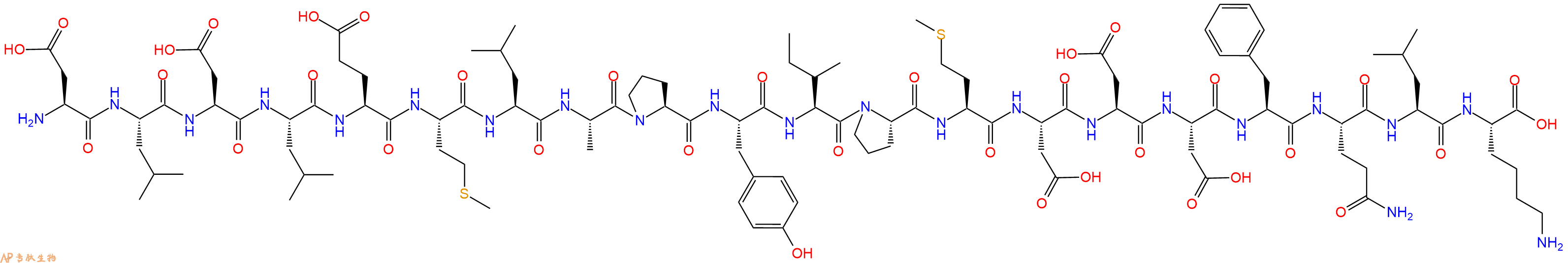 专肽生物产品H2N-Asp-Leu-Asp-Leu-Glu-Met-Leu-Ala-Pro-Tyr-Ile-Pro-Met-Asp-Asp-Asp-Phe-Gln-Leu-Lys-OH
