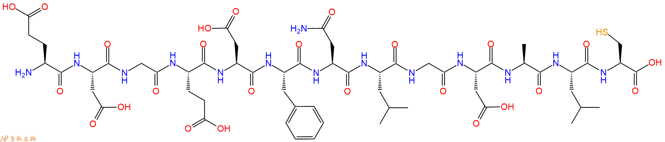 专肽生物产品H2N-Glu-Asp-Gly-Glu-Asp-Phe-Asn-Leu-Gly-Asp-Ala-Leu-Cys-OH