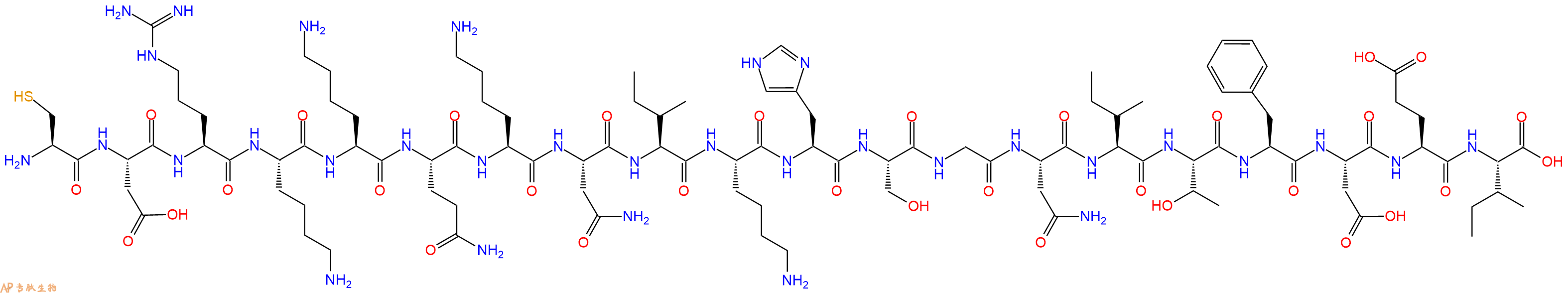 专肽生物产品H2N-Cys-Asp-Arg-Lys-Lys-Gln-Lys-Asn-Ile-Lys-His-Ser-Gly-Asn-Ile-Thr-Phe-Asp-Glu-Ile-OH